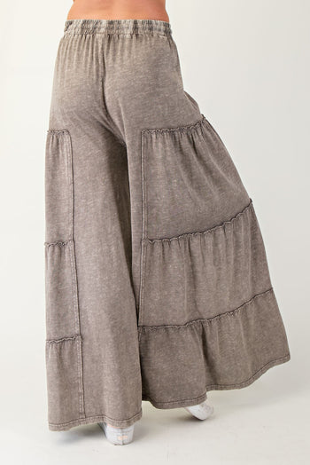 Easel Mineral Washed Tiered Pants in Ash Mocha