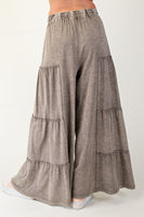 Easel Mineral Washed Tiered Pants in Ash Mocha