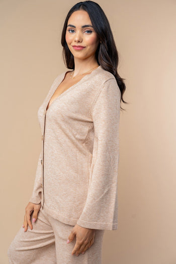 White Birch Lightweight Knit Cardigan in Oatmeal
