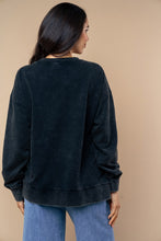 Load image into Gallery viewer, White Birch Terry Knit Sweatshirt with Multi Color Sequin Christmas Ornaments in Black
