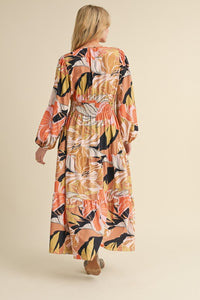 Jodifl Mixed Floral Print Maxi Dress in Taupe Mix