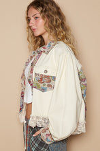 Load image into Gallery viewer, POL CROPPED Twill Jacket with Floral and Lace Details in Cream
