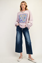 Load image into Gallery viewer, Easel Terry Knit Top with Boho Print on Front in Rose Grey
