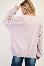 Load image into Gallery viewer, Easel Terry Knit Top with Boho Print on Front in Rose Grey
