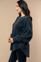 Load image into Gallery viewer, White Birch Solid Color Pearl Studded Top in Black
