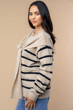 Load image into Gallery viewer, White Birch Contrasting Colors Knit Striped Sweater in Oatmeal Black
