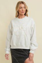 Load image into Gallery viewer, Cloud Ten Sweatshirt with Embroidered Bow Front in Heather Grey
