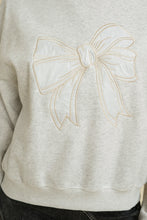 Load image into Gallery viewer, Cloud Ten Sweatshirt with Embroidered Bow Front in Heather Grey
