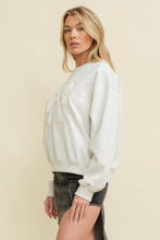 Load image into Gallery viewer, Cloud Ten Sweatshirt with Embroidered Bow Front in Heather Grey
