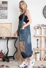 Load image into Gallery viewer, BlueVelvet Denim Capri Overalls with Mixed Patches in Denim
