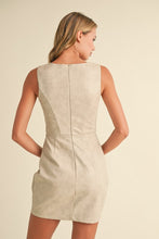Load image into Gallery viewer, Klesis Faux Leather Mini Dress in Ecru
