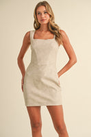 Klesis Faux Leather Mini Dress in Ecru