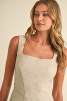 Klesis Faux Leather Mini Dress in Ecru