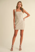 Load image into Gallery viewer, Klesis Faux Leather Mini Dress in Ecru
