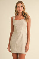 Klesis Faux Leather Mini Dress in Ecru