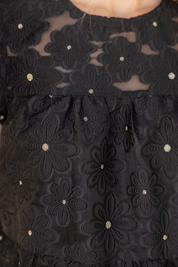 VOY Burnout Floral with Metallic Details in Black