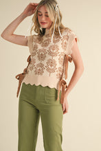 Load image into Gallery viewer, &amp;merci Floral Pattern Knit Sweater Vest in Beige Taupe
