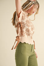 Load image into Gallery viewer, &amp;merci Floral Pattern Knit Sweater Vest in Beige Taupe
