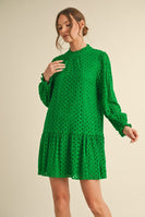 Jodifl Solid Color Eyelet Lace Dress in Green