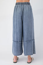 Load image into Gallery viewer, Easel Frayed Chambray Palazzo Pants in Washed Denim
