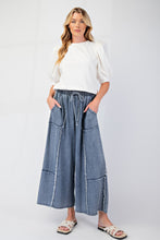 Load image into Gallery viewer, Easel Frayed Chambray Palazzo Pants in Washed Denim
