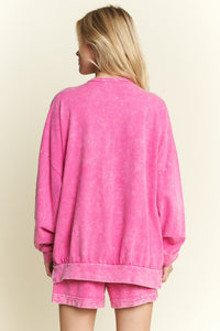 J.Her I'm a Gift for You Terry Knit Top with Front Waffle Bow in Hot Pink