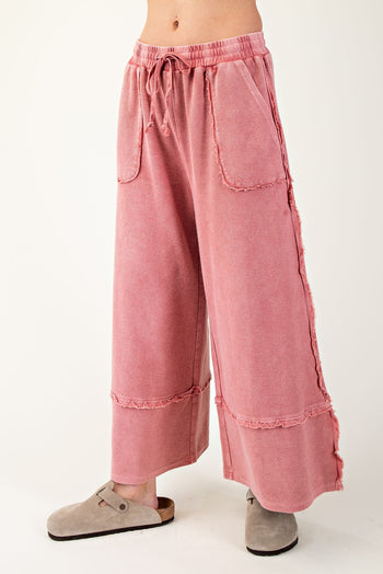 Easel Terry Palazzo Pants in Boho Red