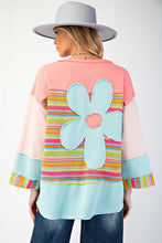 Load image into Gallery viewer, Easel OVERSIZED Daisy Patched Mix n Match Color Block Top in Pink Blue
