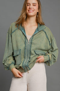 Umgee Luxe Knit and Linen Blend Jacket in Lagoon