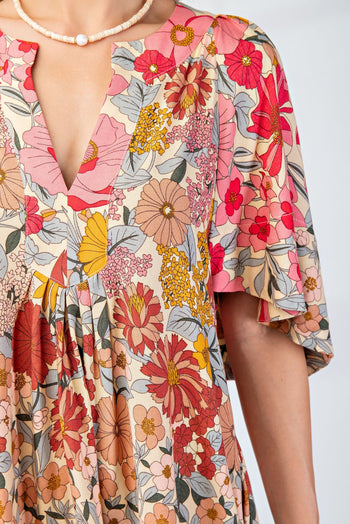 GiGio Multi Colored Floral Print Dress in Rose Pink