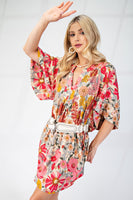 GiGio Multi Colored Floral Print Dress in Rose Pink