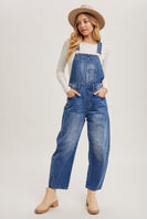 Bluivy Denim Barrel Leg Overalls in Medium Wash