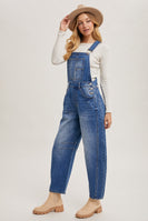 Bluivy Denim Barrel Leg Overalls in Medium Wash