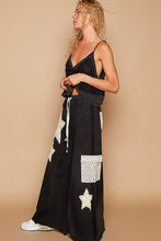 Load image into Gallery viewer, POL Solid Color French Terry Pants with Star Patches in Black
