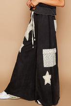 Load image into Gallery viewer, POL Solid Color French Terry Pants with Star Patches in Black
