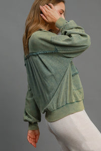 Umgee Luxe Knit and Linen Blend Jacket in Lagoon