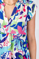 GiGio Floral Print Tiered Mini Dress in Blue