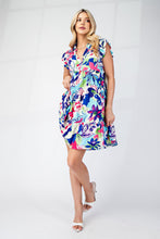 Load image into Gallery viewer, GiGio Floral Print Tiered Mini Dress in Blue
