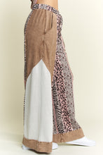 Load image into Gallery viewer, J.Her Mineral Washed Color Block Pants with Leopard Print in Taupe
