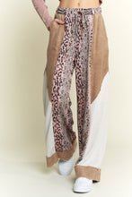 Load image into Gallery viewer, J.Her Mineral Washed Color Block Pants with Leopard Print in Taupe
