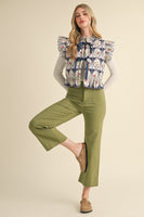 &merci Floral Print Quilted Puff Vest in Navy