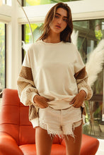 Load image into Gallery viewer, BiBi OVERSIZED French Terry and Corduroy Mixed Top in Taupe Combo
