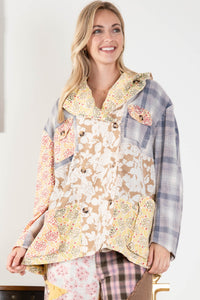 BlueVelvet Mixed Print Patchwork Jacket in Multi Combo