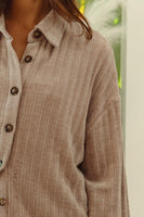 BiBi Solid Color Ribbed Chenille Top in Oatmeal