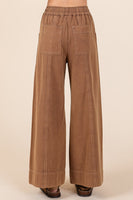 Mittoshop Mineral Washed Twill Wide Leg Pants in Cocoa