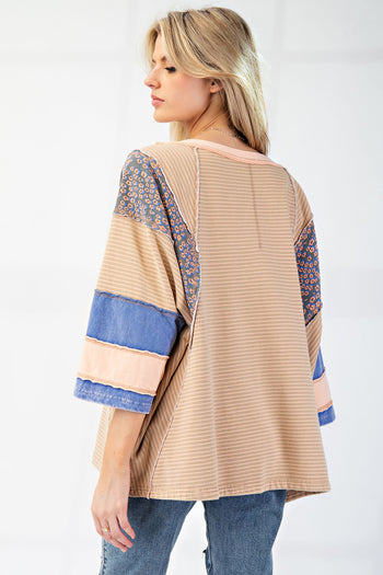 Easel Mix n Match Terry Knit Top in Mocha