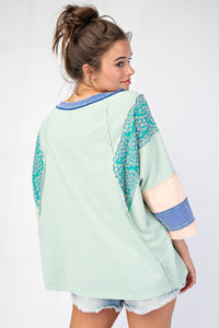 Easel Mix n Match Terry Knit Top in Sage