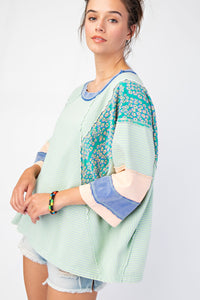 Easel Mix n Match Terry Knit Top in Sage