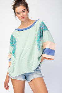 Easel Mix n Match Terry Knit Top in Sage