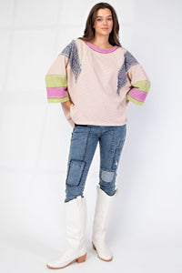 Easel Mix n Match Terry Knit Top in Berry Cream